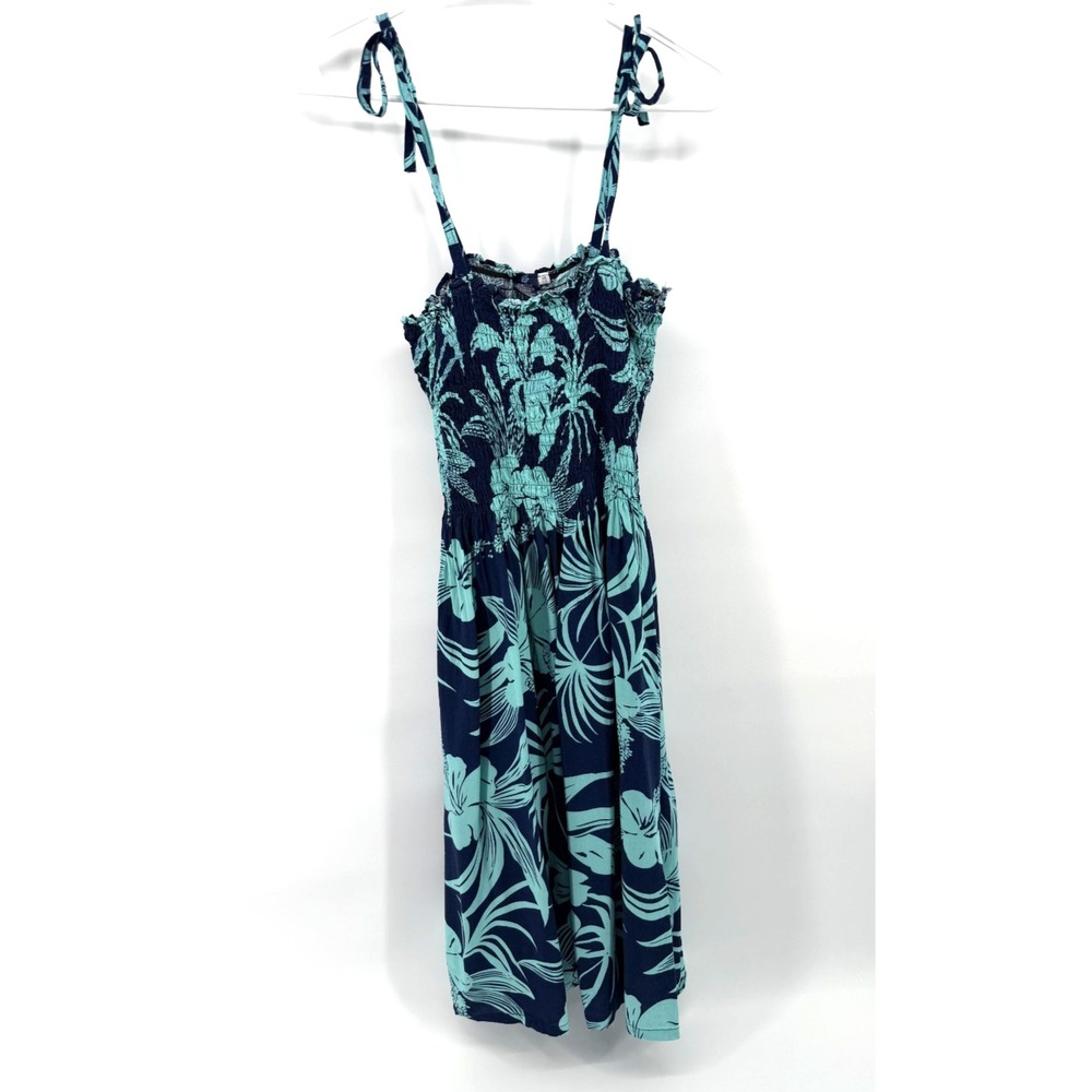 Hibiscus Collection Hawaii Navy Teal Dress Cover Up Cruise Resort Ties One Size